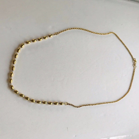 Vintage Roma Gold Tone Necklace beads White 18" Open Link Rope Chain - Picture 8 of 8